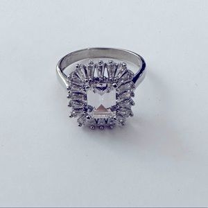 925 Silver baguette cz ring trending